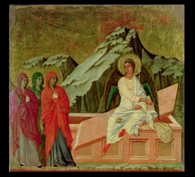 Maesta: Die drei Marien am Grab Christi, 1308-11